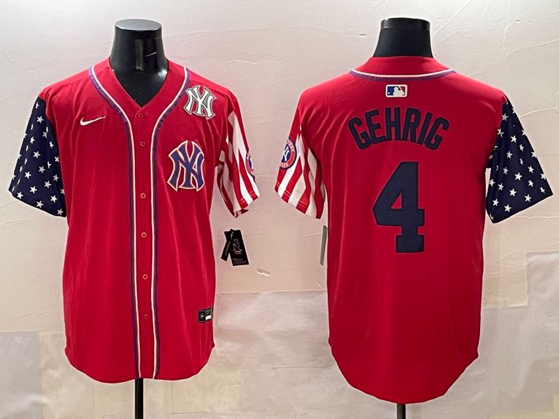 Men New York Yankees #4 Gehrig Red a generation of national flags Jointly Name 2025 Nike MLB Jersey style 8
